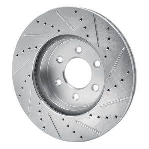 Dodge Durango Brake Rotor (1) - Front Left - R1 Concepts - Drilled & Slotted - Silver - 2003